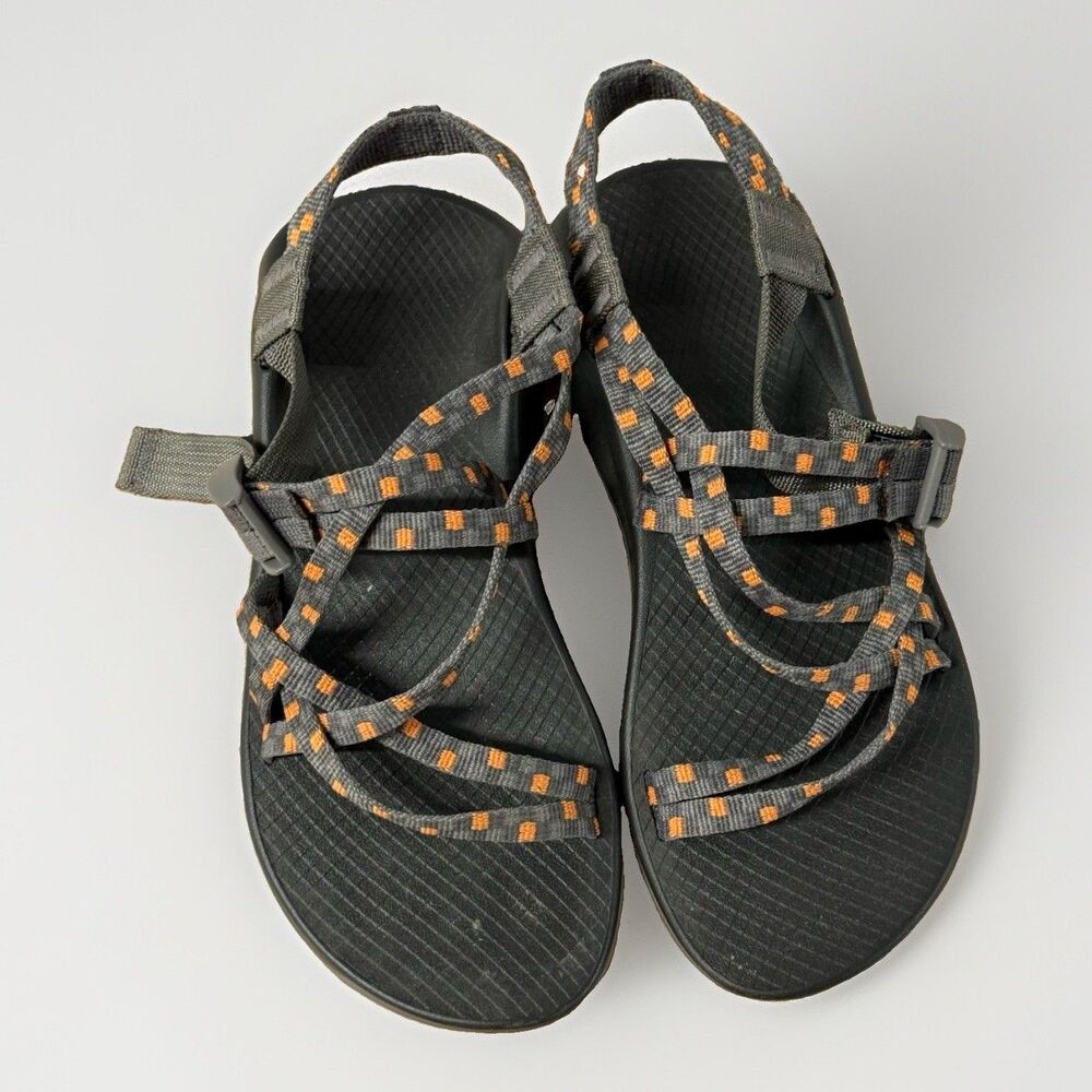 Chaco Z Cloud X2 Toe Strap Sandals Womens 7 ZigZag Orange Gray Strappy Hiking